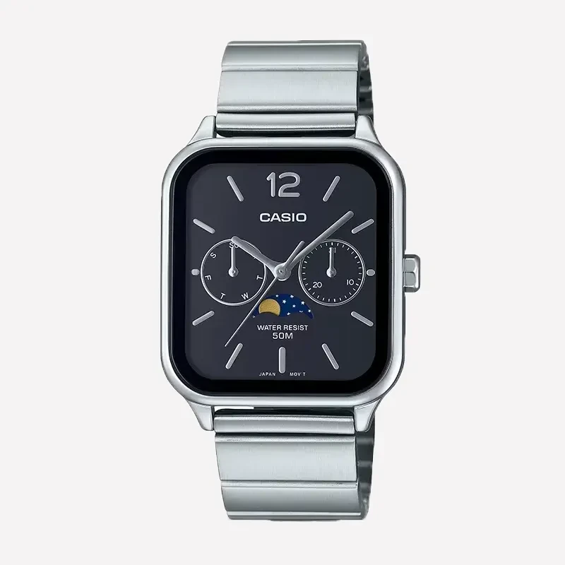 Casio Enticer Moon Phase Black Dial Men's Watch- MTP-M305D-1AV